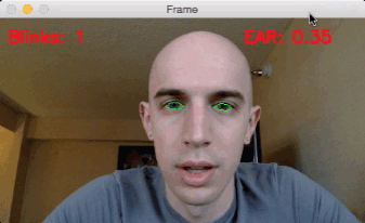 Detect blinks in real-time video with OpenCV and dlib.