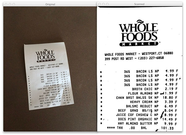 Build an image/document scanner using OpenCV