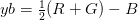 yb = \frac{1}{2}(R + G) - B