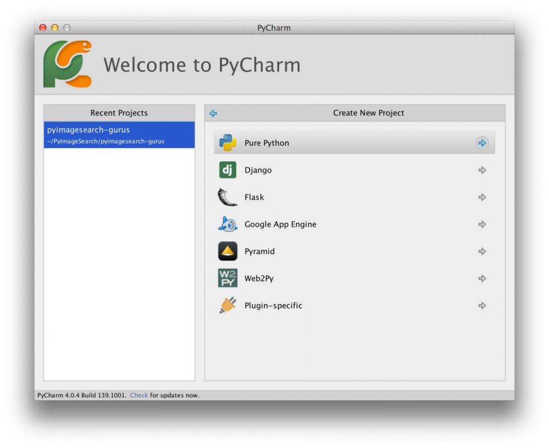 Pycharm как создать новый проект