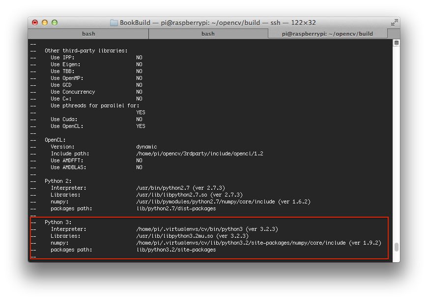 Figure 4: Definitely take the time to ensure that CMake has found the correct Python 3+ interpreter before continuing on to compile OpenCV 3.0.