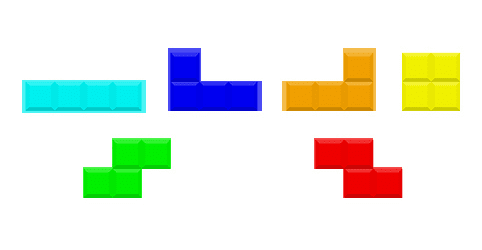 Figure 1: Vamos utilizar o OpenCV 2.4.X e OpenCV 3 para detectar os contornos dos blocos Tetris.