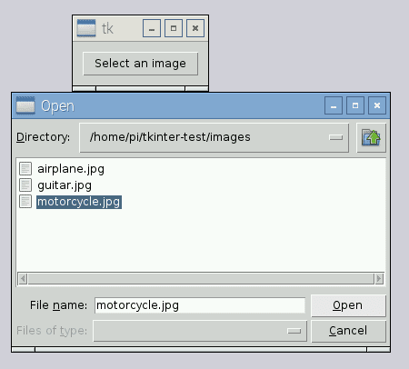 Figure 5: We can select an image to process by first highlighting the image and then clicking the "Open" button.