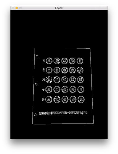 Figure 2: Applying edge detection to our exam neatly reveals the outlines of the paper.