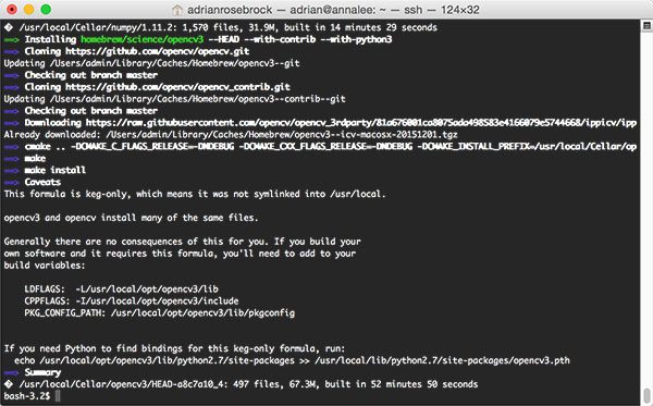 compiling and installing opencv 3 with python bindings on macos with homebrew
