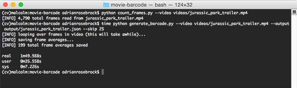 Figure 1: Generating our movie barcode using computer vision and image processing.
