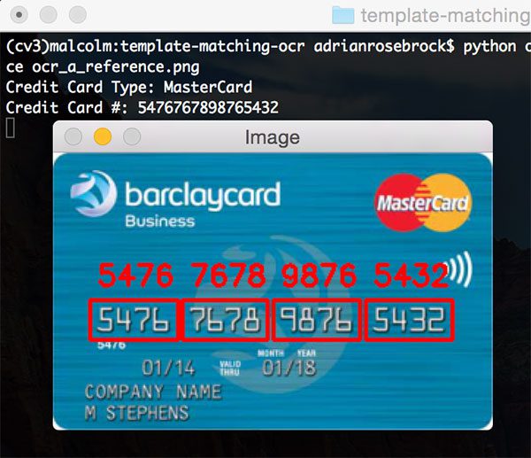 Credit card OCR with OpenCV and Python - PyImageSearch